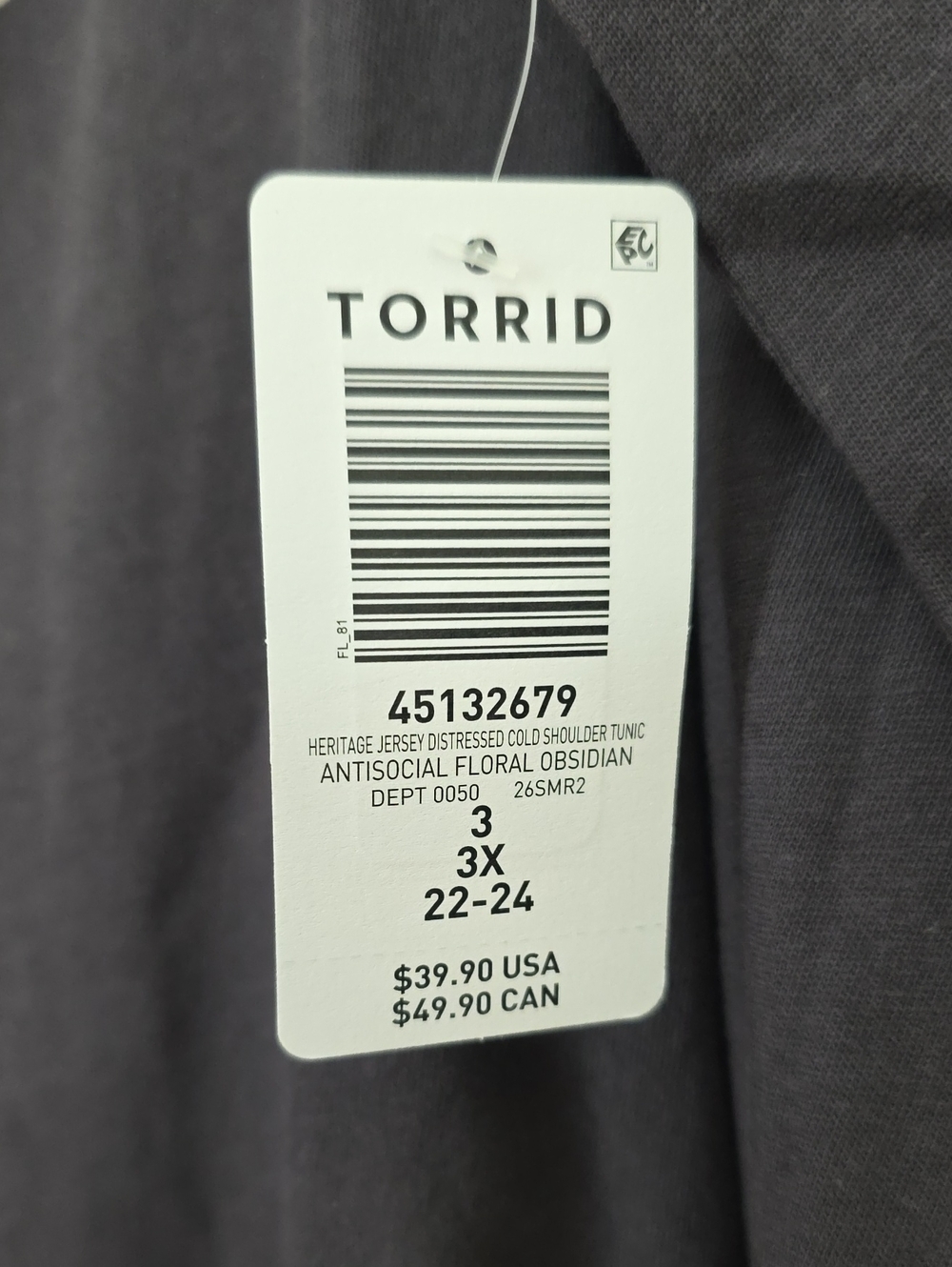 Torrid Black Cold-Shoulder Graphic Tee with Rose Motif - Picture 3 of 7